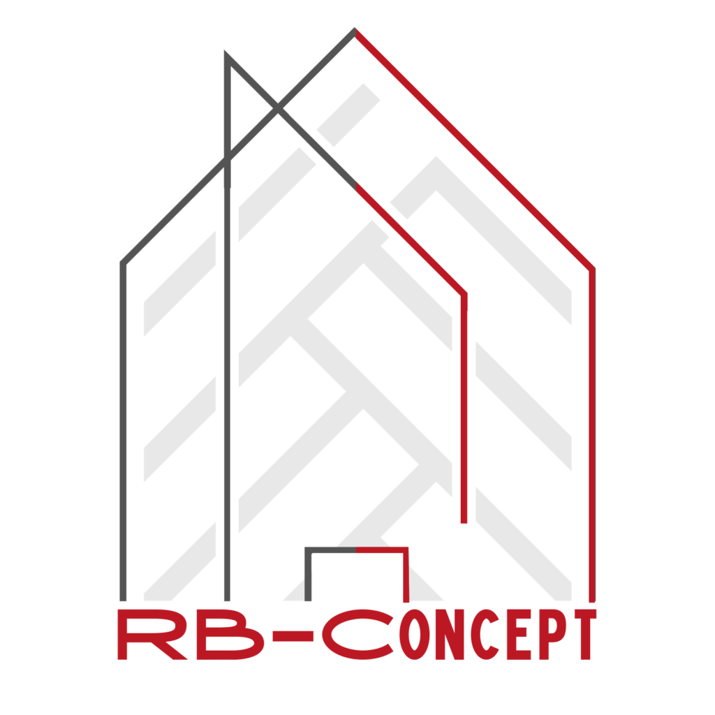 Logo Rb-concept entreprise de maçonnerie rouge et gris 