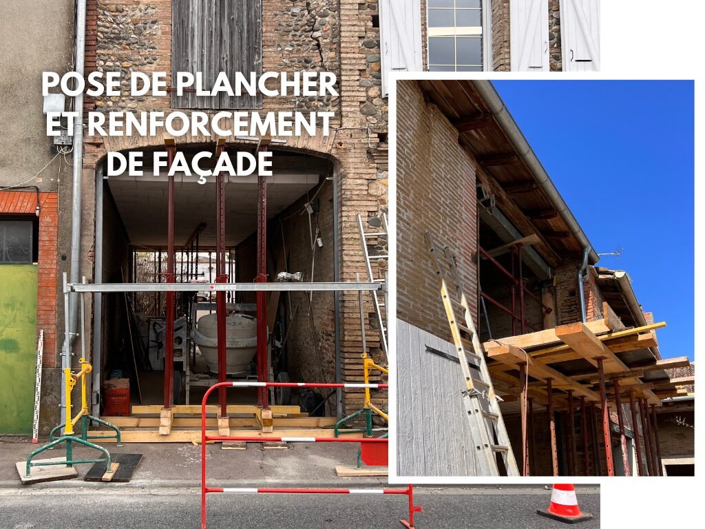 Pose de plancher et renforcement de façade en pierre dû à des fissures