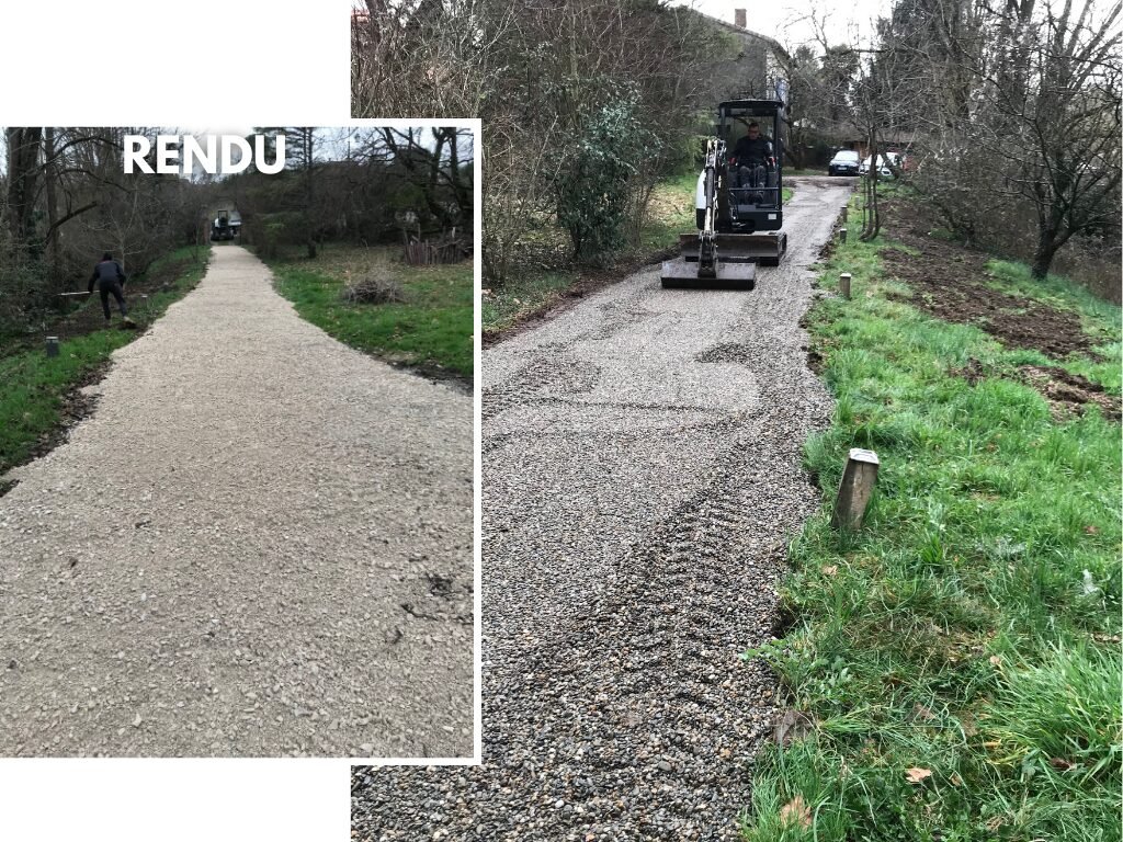 Rendu du chemin en gravier.